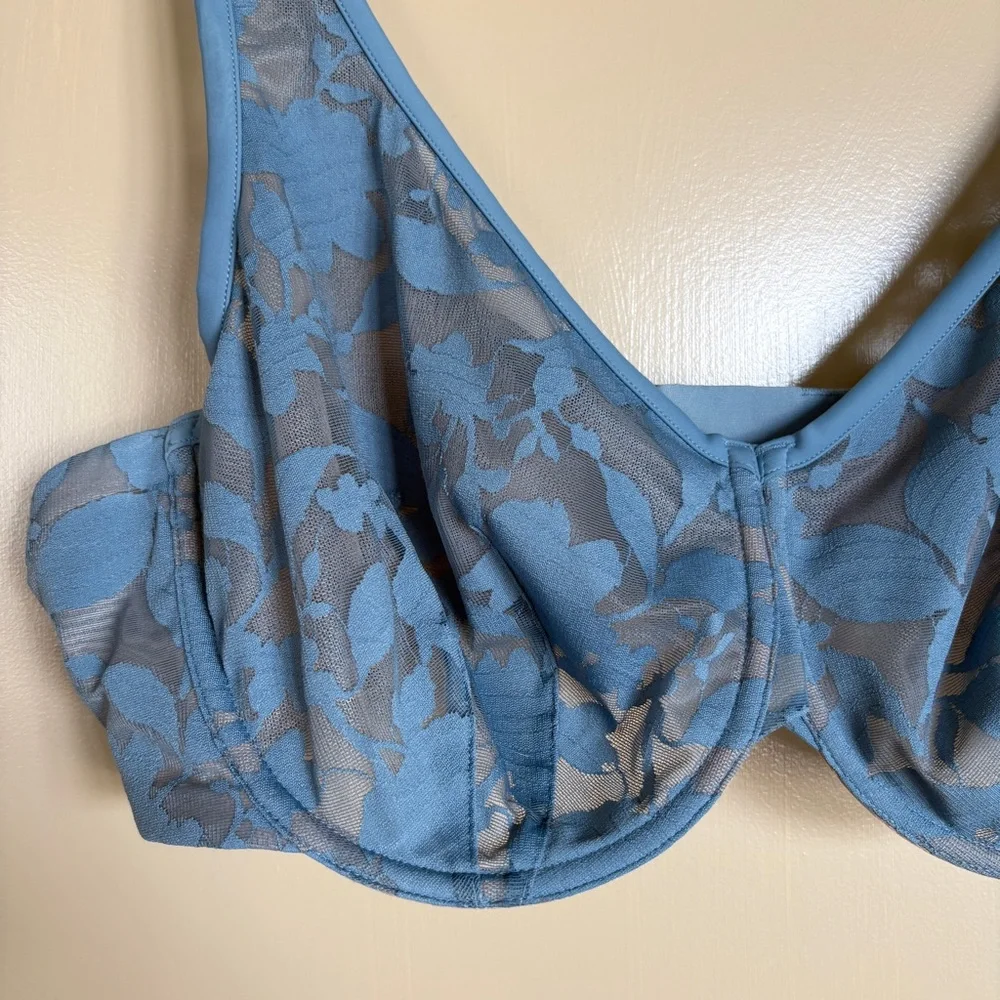Thirdlove Unlined Foliage Perfect Coverage Bra Blue Lace 42D